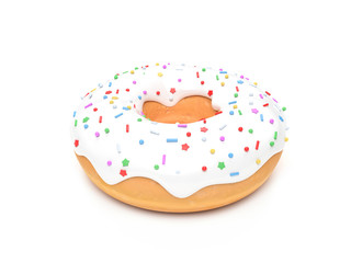 Donut with white icing. 3d rendering illustration