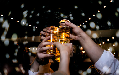 Cheers clinking of friends in party	