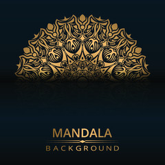 Luxury ornamental mandala design background with gold color