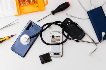 aerial of tools medical & Healthcare insurance background concept