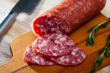 Spanish dry cured pork sausage Salchichon