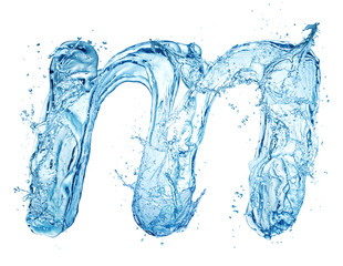 italic type letter made of water splashes isolated on white background