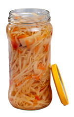 Exotic Chinese salad in glass jar
