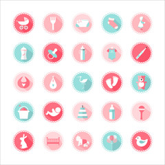 Set of baby shower cute icons ,newborn,Vector illustration.