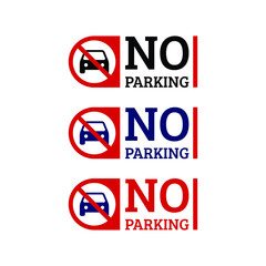 No parking sign icon in multiple color on white background,