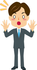 驚くスーツ姿の男性（ポジティブ）