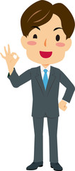OKサインを出すスーツ姿の男性