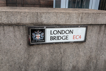 London Bridge street sign in London, United Kingdom.