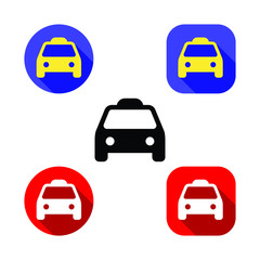 Obraz premium Taxi Icon Set Varied Colors Shapes Taxi Service Transportation