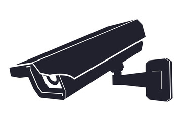 Cctv camera. Black outline flat icon