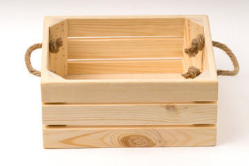 Wooden box isolated on white background