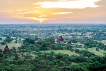 Beautiful scenery of Bagan is an ancient city in central Myanmar in sunrise time, This temple town...