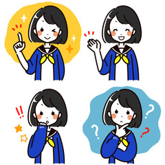女子高生の表情セット