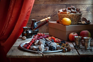 still life with food for tea. All products are natural and healthy.