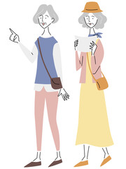 観光を楽しむシニア女性