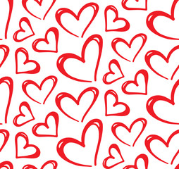 Fototapeta na wymiar Cute hand drawn doodle pattern background with heart. Love pattern