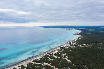 Aerial view of the Es Trenc beach