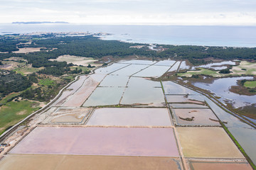 Salt evaporation ponds, salterns or salt works near the Colonia de Sant Jordi