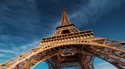 blu sky and Eiffel tower, Paris. France