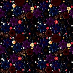 Beautiful floral seamless pattern. Intricate ornament with flowers. Vector design for fabric and textile. Fashion print for dresses and jackets.