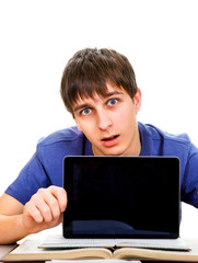 Young Man show a Tablet