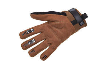 Military gloves, tactical gloves, protective gloves isolated white background. Wrist. Hunting Full Finger Gloves isolated on white