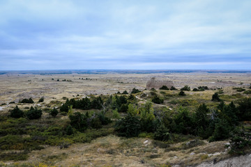 Panoramic View of the Stone Hills in the Badlands National Park
