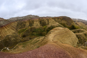 Panoramic View of the Stone Hills in the Badlands National Park
