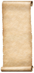 Narrow old paper fantasy style vertical scroll isolated