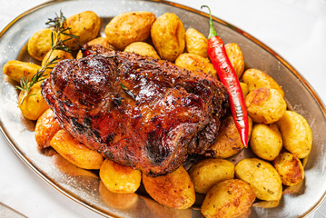 New Year table with different dishes and drinks