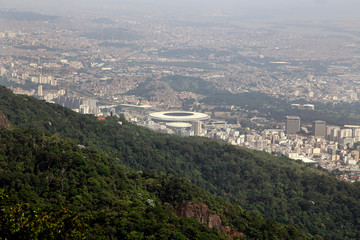 Aerial view of Maracana Stadium in Rio De Janeiro, Brazil landscape