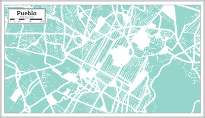 Puebla Mexico City Map in Retro Style. Outline Map.