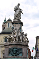 Fototapeta na wymiar Turin, Piedmont/Italy - The statue of the italian politician Camillo Cavour in the Carlo Emanuele II Square, also named Carlina.