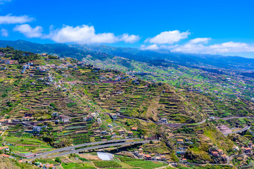 Beautiful mountain scenery around Funchal, Highland of Madeira Island, Portugal
