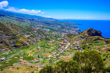 Beautiful mountain scenery around Funchal, Highland of Madeira Island, Portugal