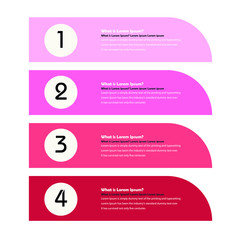  Four vector Modern Pink web elements, labels, banners, one two three four steps.Vector Elements.