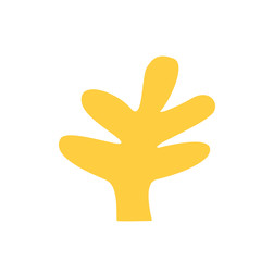 Yellow leaf in flat style isolated on white background.