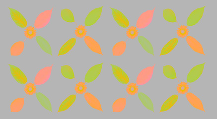  Floral pattern of autumn leaves on gray background. Stylization of fall leaves and flowers. High detail. Can be used for wallpaper, pattern, art print, fabric etc.