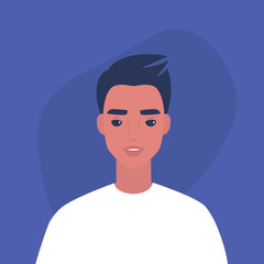 Flat vector portrait of a young millennial male character