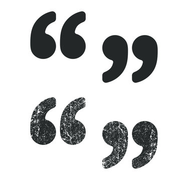 Basic Quote mark icon shape. Dialog logo grunge symbol sign. Vector illustration image. Isolated on white background.