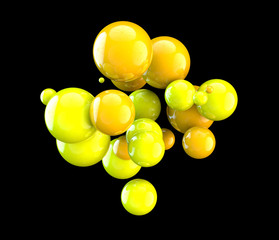 3d rendering images of yellow balls