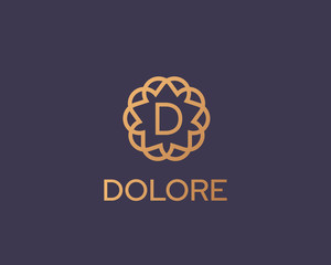 Premium letter D vector logotype. Elegant floral frame with letter icon logo. Alphabet symbol mark.