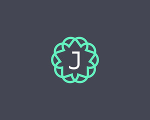 Premium letter J vector logotype. Elegant floral frame with letter icon logo. Alphabet symbol mark.