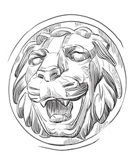 Vector stone head of lion