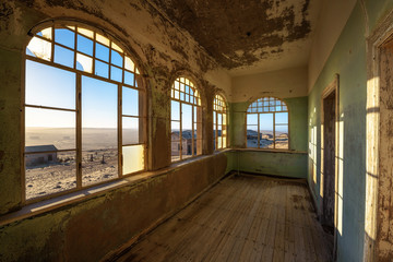 Ruins of the mining town Kolmanskop in the Namib desert near Luderitz in Namibia