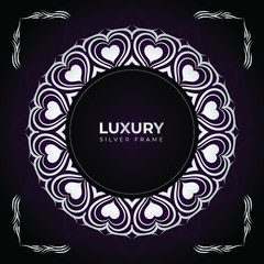 Silver ornamental circle frame design