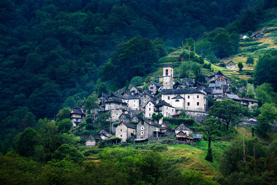 Ancient village of Corippo located near Lavertezzo in Canton Ticino, Switzerland