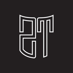 ZT Logo monogram with ribbon style outline design template