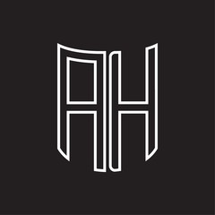 AH Logo monogram with ribbon style outline design template
