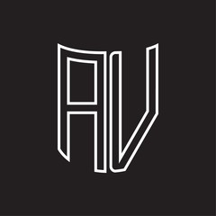 AV Logo monogram with ribbon style outline design template
